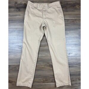 Lacoste Pants Mens 34 Khaki Chino Flat Front Slim Fit Trousers